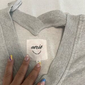 Aerie Light Heather Grey Cowl Neck Sweater